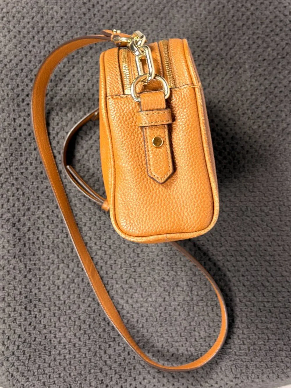 Kate Spade | Pebbled Leather Dome Crossbody Bag | Tan | Double Zip | Medium - Picture 9 of 14